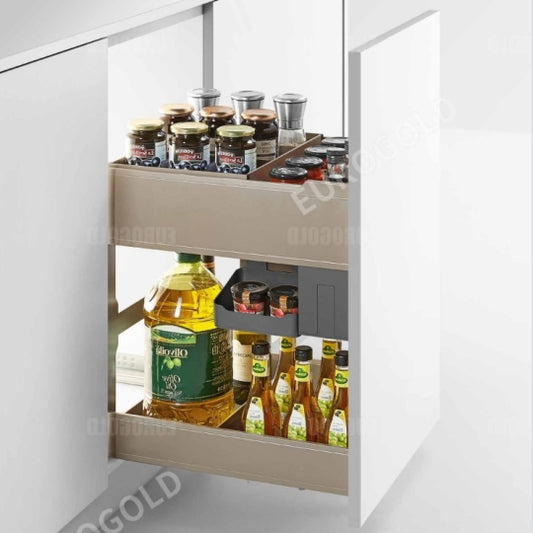 Giá gia vị chai lọ nhôm Anode Eurogold EUM2035 cho tủ bếp dưới 350mm