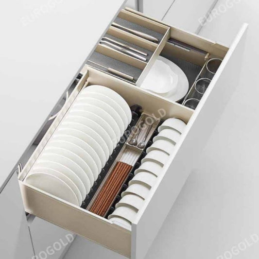 Giá bát đĩa hộp nhôm Anode Eurogold EUM6080 cho tủ bếp dưới 800mm