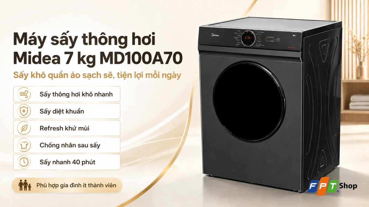 Máy sấy thông hơi Midea 7 kg MD100A70